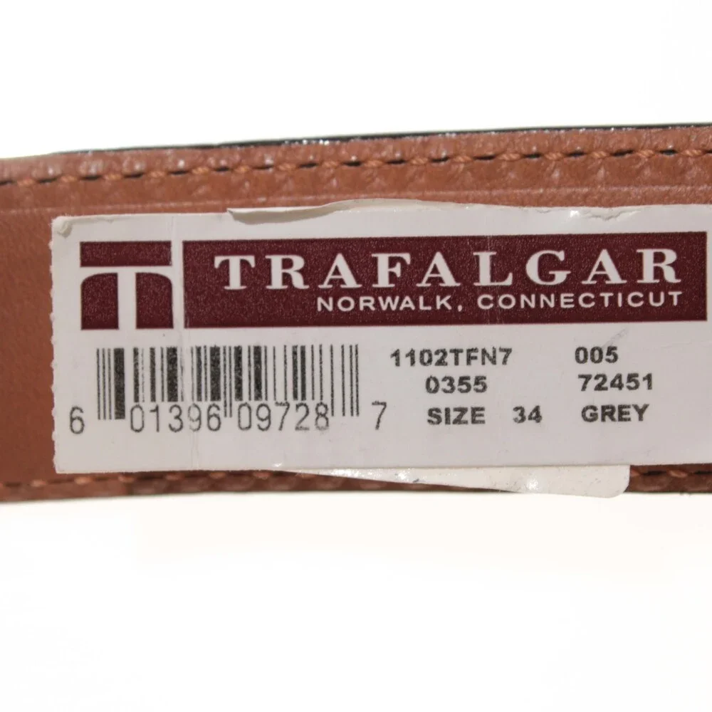 Trafalgar NWT Classic Belt Size 85 (US 34) in Solid Gray Suede Leather